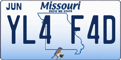MO license plate YL4F4D