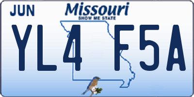 MO license plate YL4F5A