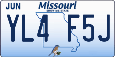 MO license plate YL4F5J