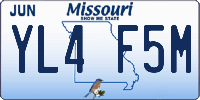 MO license plate YL4F5M