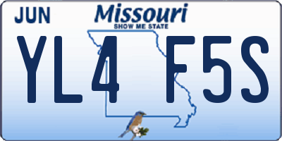 MO license plate YL4F5S