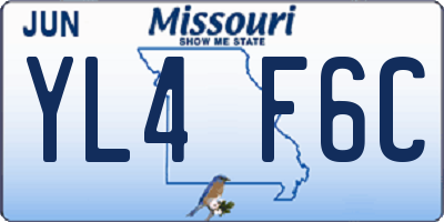 MO license plate YL4F6C