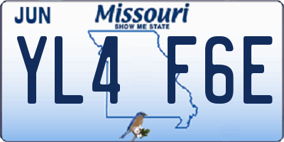 MO license plate YL4F6E
