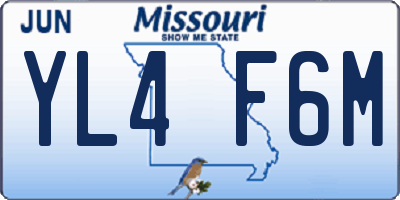 MO license plate YL4F6M