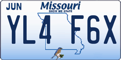 MO license plate YL4F6X