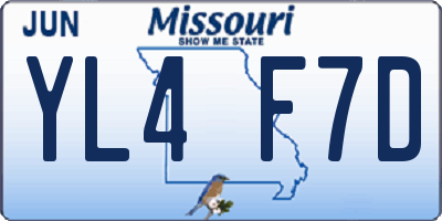 MO license plate YL4F7D