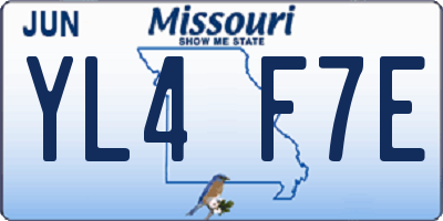 MO license plate YL4F7E