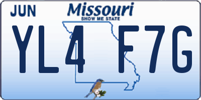 MO license plate YL4F7G