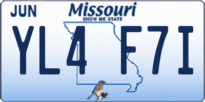 MO license plate YL4F7I