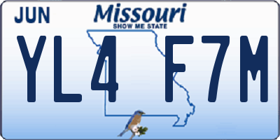 MO license plate YL4F7M