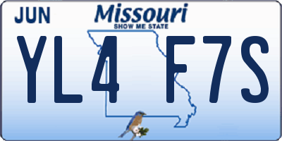 MO license plate YL4F7S