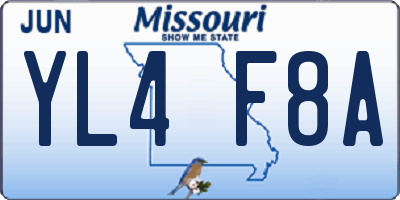 MO license plate YL4F8A