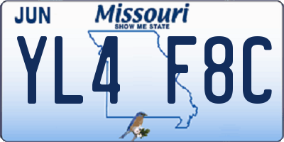 MO license plate YL4F8C