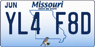 MO license plate YL4F8D