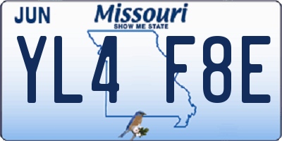 MO license plate YL4F8E