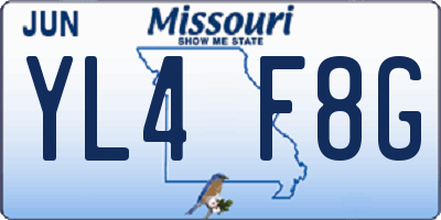 MO license plate YL4F8G
