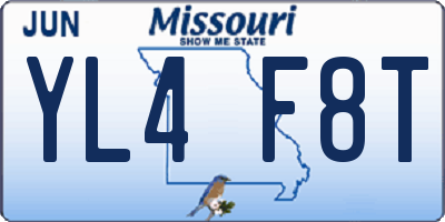 MO license plate YL4F8T