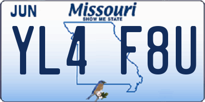 MO license plate YL4F8U