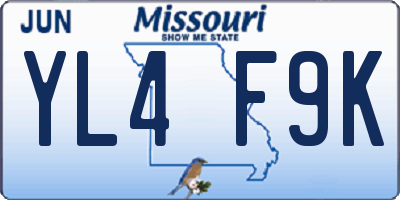 MO license plate YL4F9K