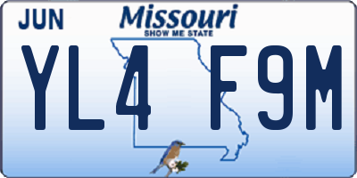 MO license plate YL4F9M
