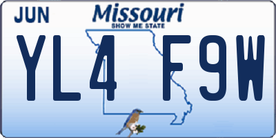 MO license plate YL4F9W