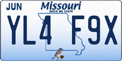 MO license plate YL4F9X