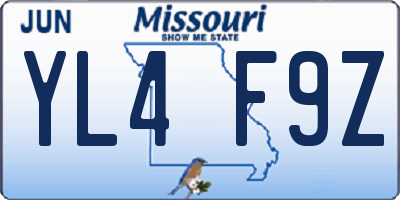 MO license plate YL4F9Z
