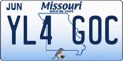 MO license plate YL4G0C