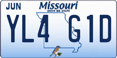 MO license plate YL4G1D