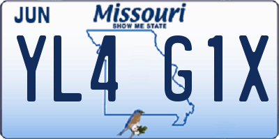MO license plate YL4G1X