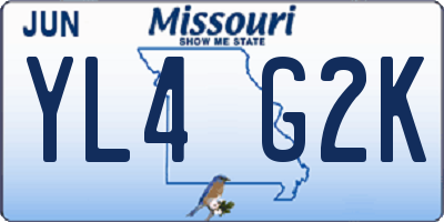 MO license plate YL4G2K