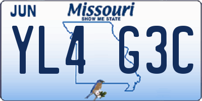 MO license plate YL4G3C