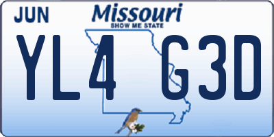 MO license plate YL4G3D