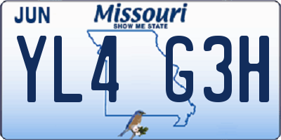 MO license plate YL4G3H