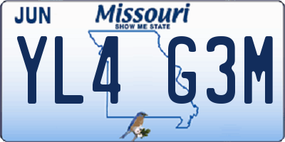 MO license plate YL4G3M