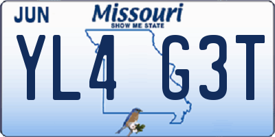 MO license plate YL4G3T