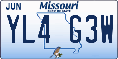 MO license plate YL4G3W