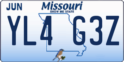 MO license plate YL4G3Z