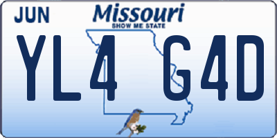 MO license plate YL4G4D