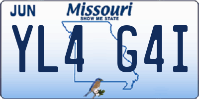 MO license plate YL4G4I
