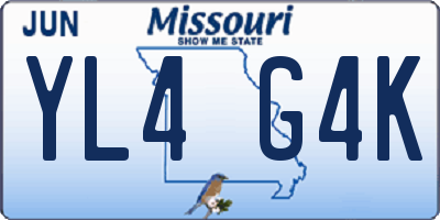 MO license plate YL4G4K