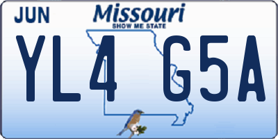 MO license plate YL4G5A