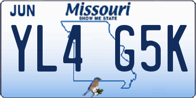 MO license plate YL4G5K