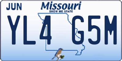 MO license plate YL4G5M