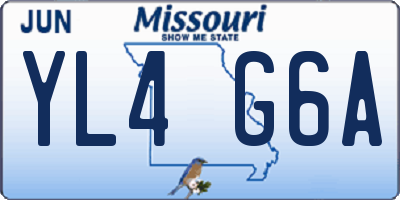 MO license plate YL4G6A