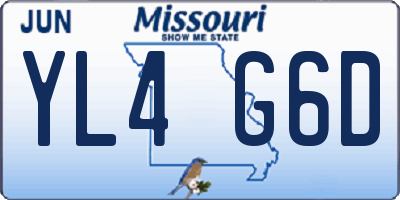 MO license plate YL4G6D