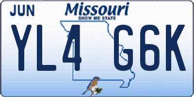 MO license plate YL4G6K