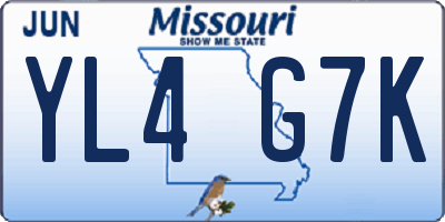 MO license plate YL4G7K