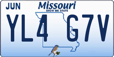 MO license plate YL4G7V