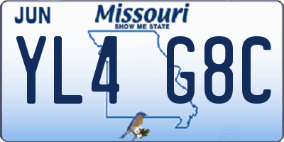 MO license plate YL4G8C